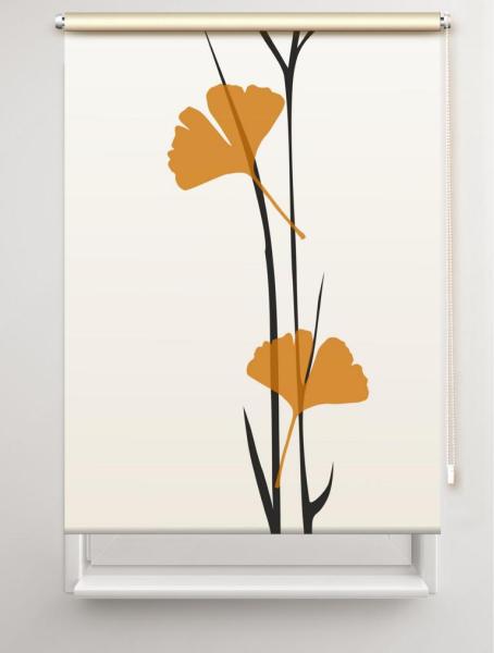 Rollo Ginkgo tone – curry, Motivrollo, Rollo mit Druck, Fotorollo, bedrucktes Rollo, Fensterrollo,verdunkelndes Rollo, Sonnenschutz Rollo
